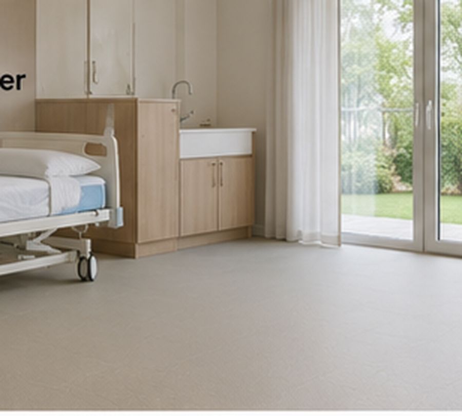 Wohnraum mit Schutzboden vor dem Bett